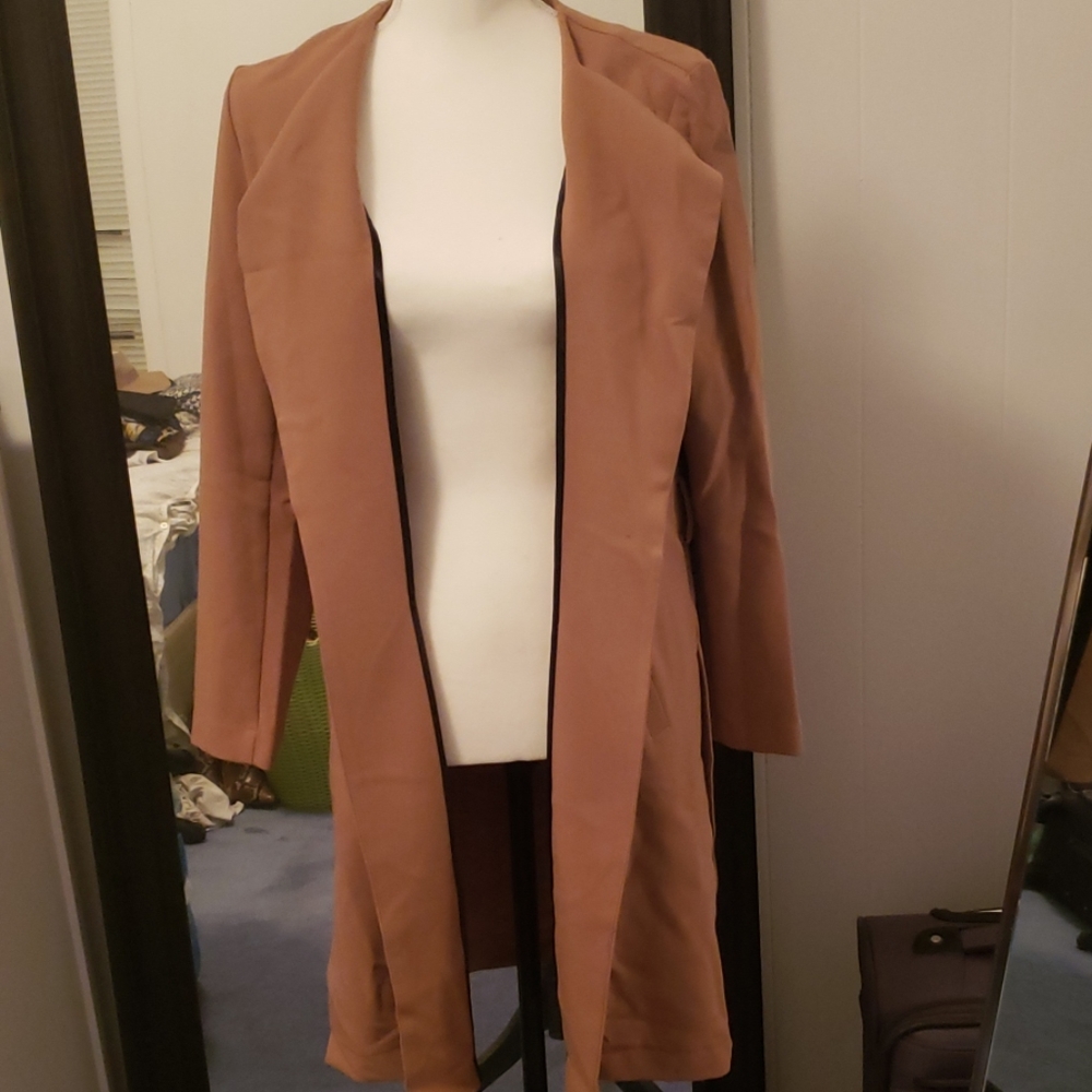 Knee length tan jacket